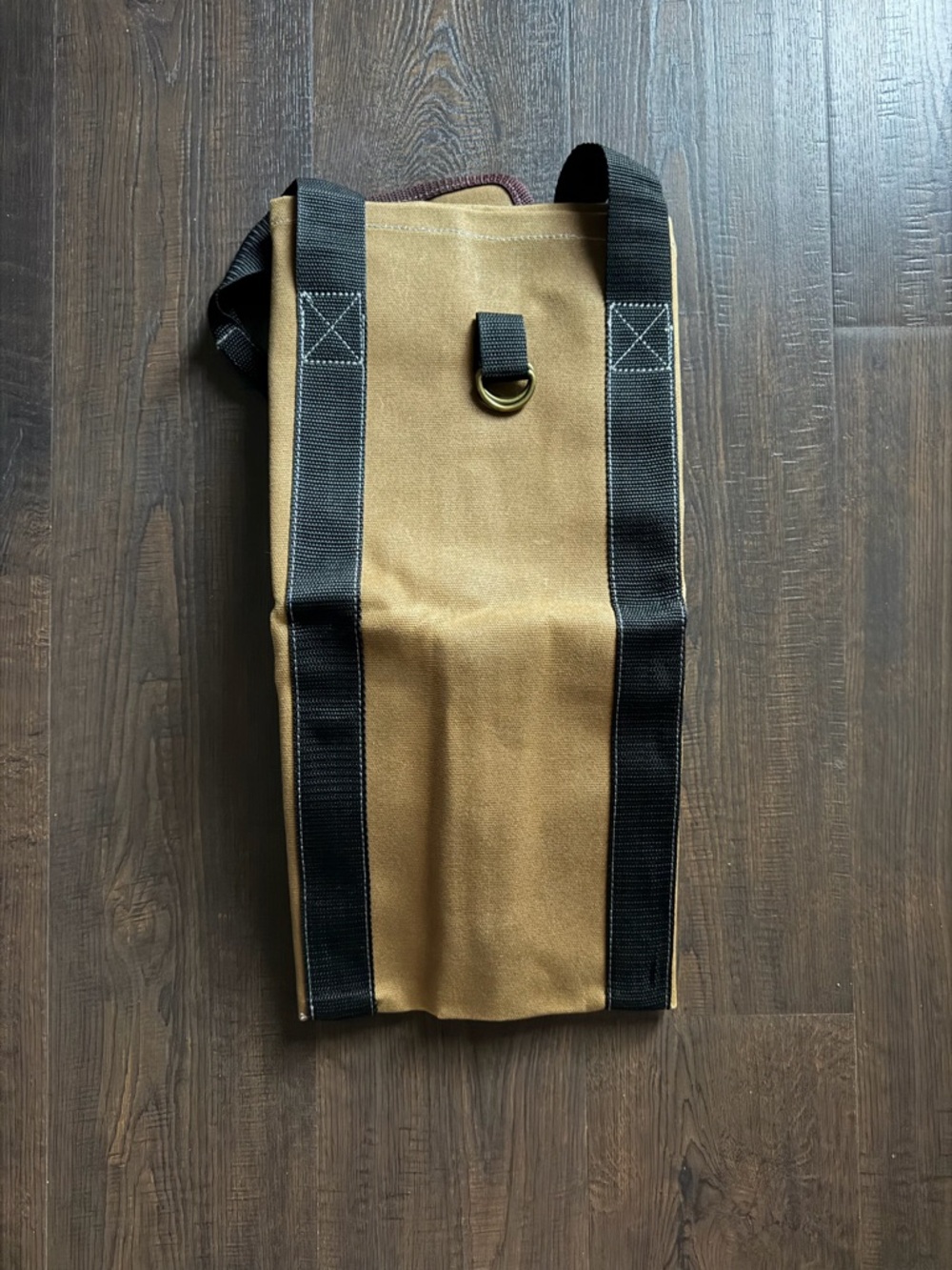 Canvas Utility Bag with Black Straps - Brown